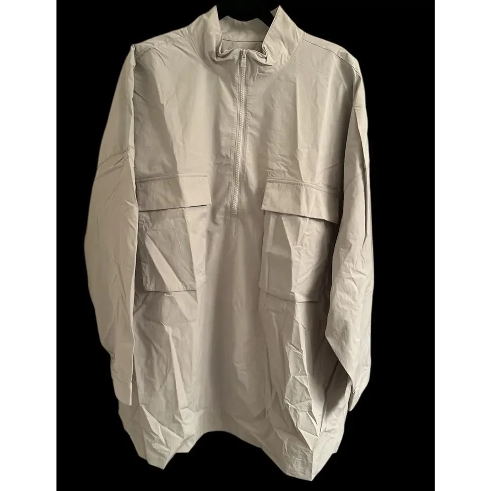 The Drop Women's Anabel Relaxed‎ Nylon Jacket Pullover Gray Size 2X Oversized